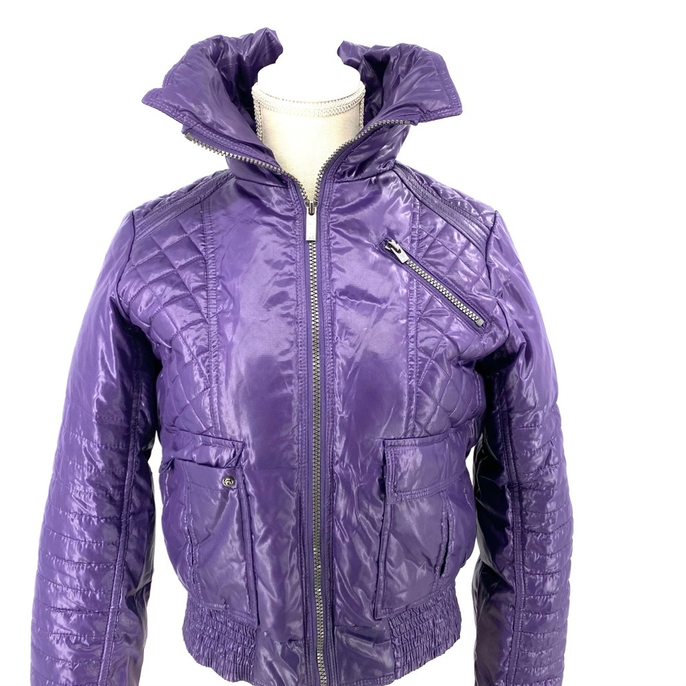 Grane Purple hooded long sleeve puffer coat - Picture 8 of 9